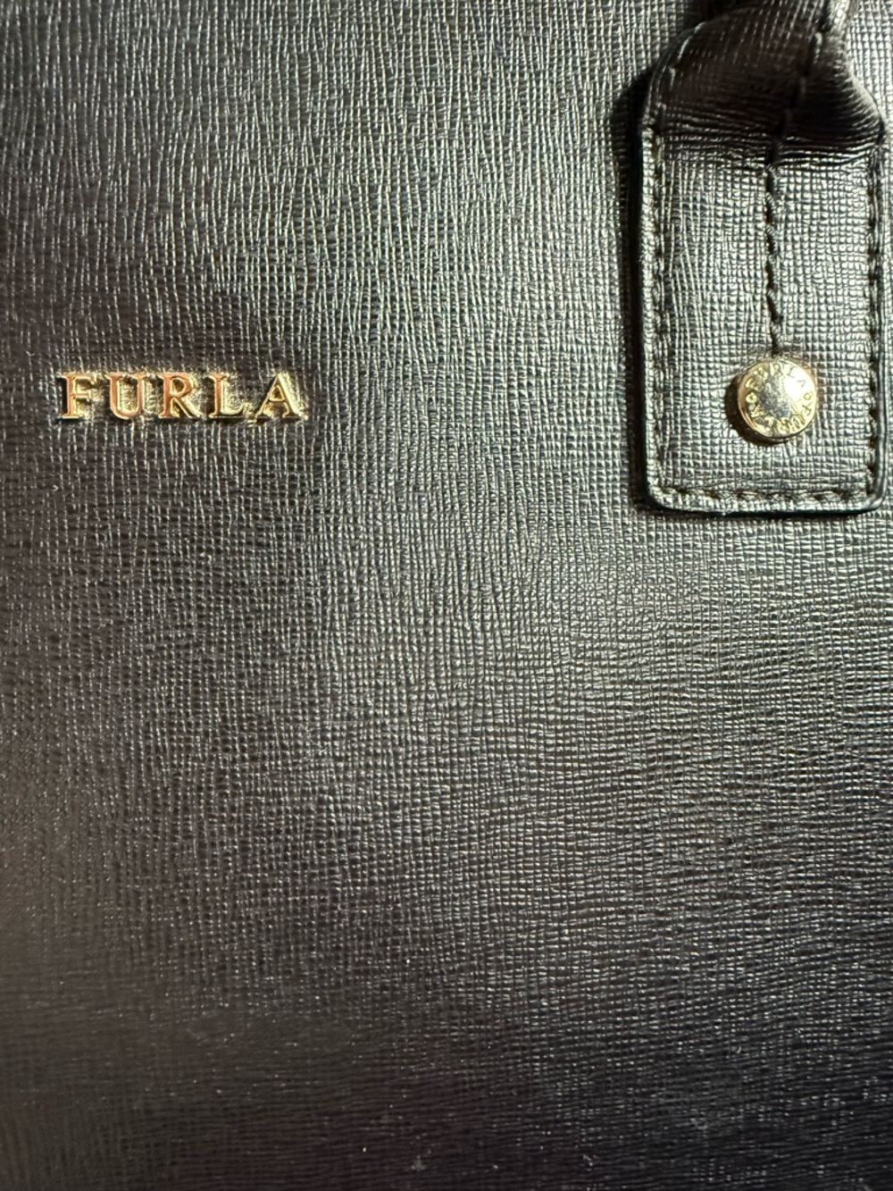 Furla - Linda Saffiano Leather Structured Tote with Gold Hardware - Black - Picture 3 of 7